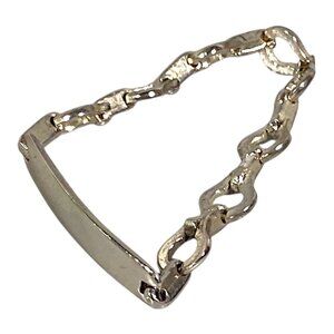 ID Bracelet S/M Silver Plated Blank Name Plate Classic Secretary Hip Hop Vintage